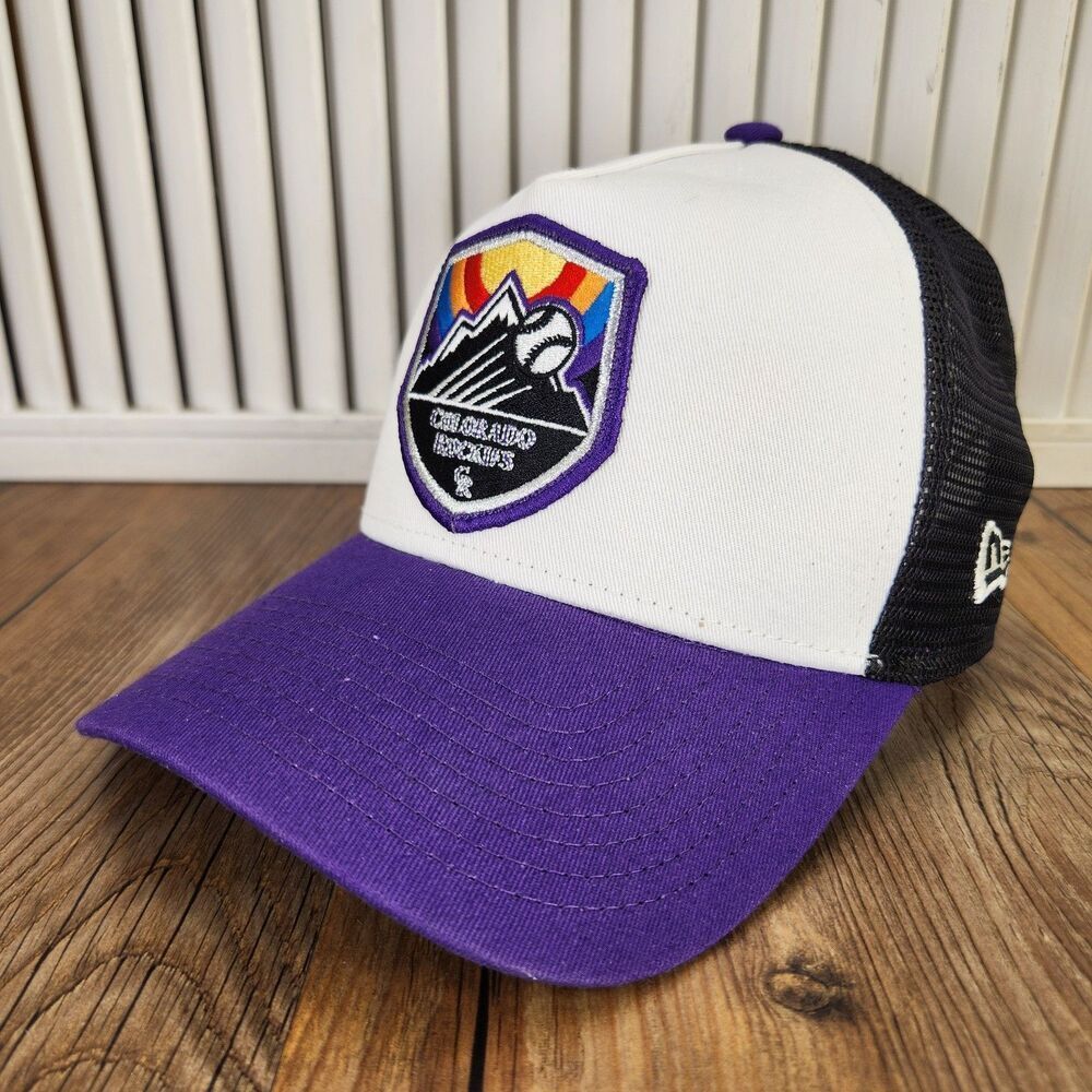 Colorado Rockies New Era 9forty Trucker Snapback Hat Multi Sunset Mountain Patch